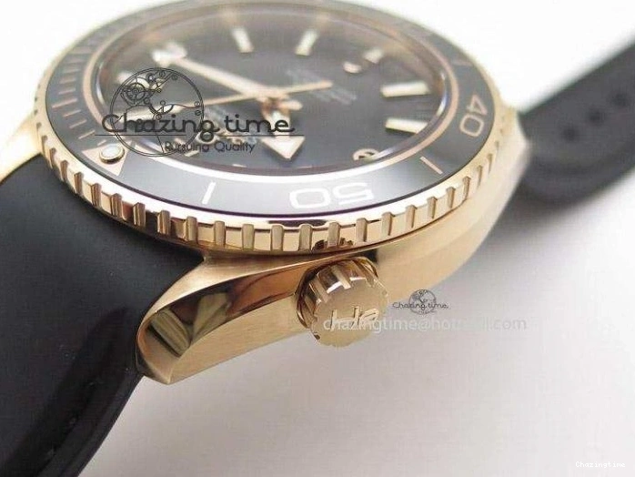 0108 Bright Planet Ocean Professional Rose Gold Liquid Metal V6F 45mm on Black Rubber Strap A 8287